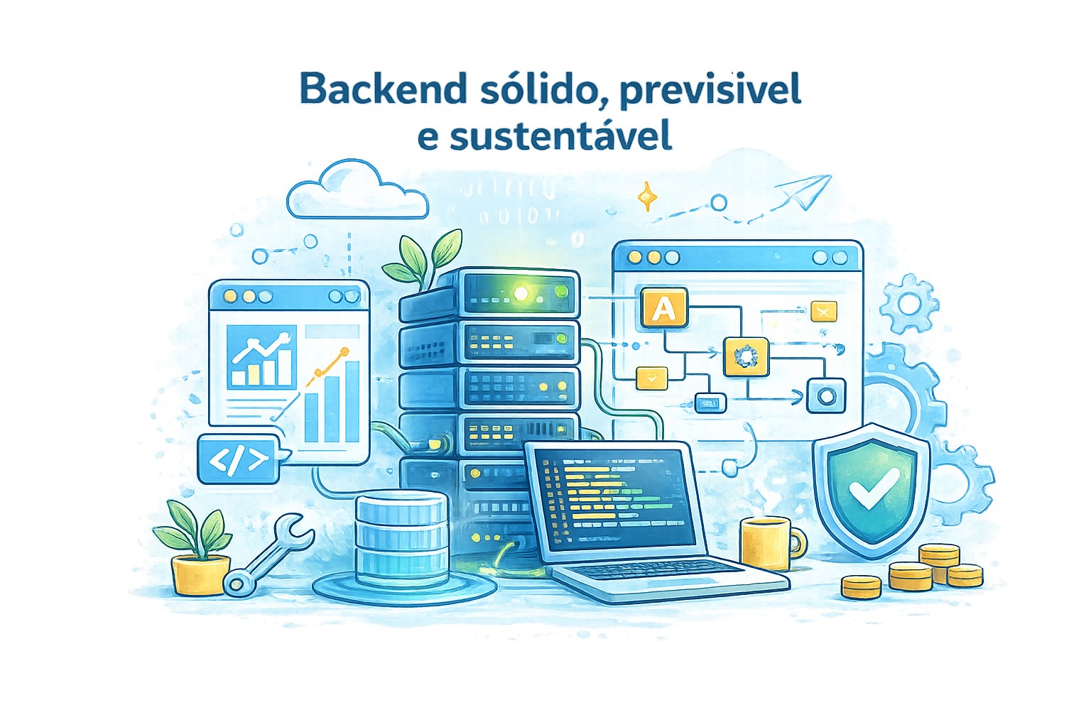 Backend sólido, previsível e sustentável