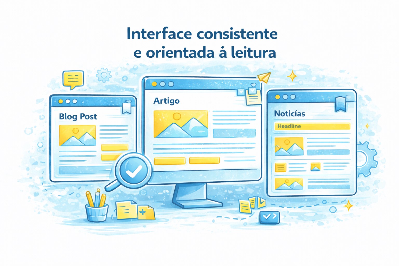 Interface consistente e orientada à leitura
